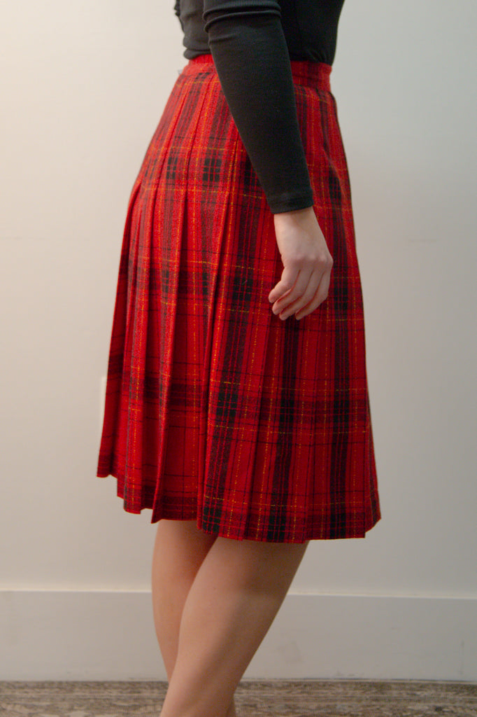 Pleated Plaid Skirt