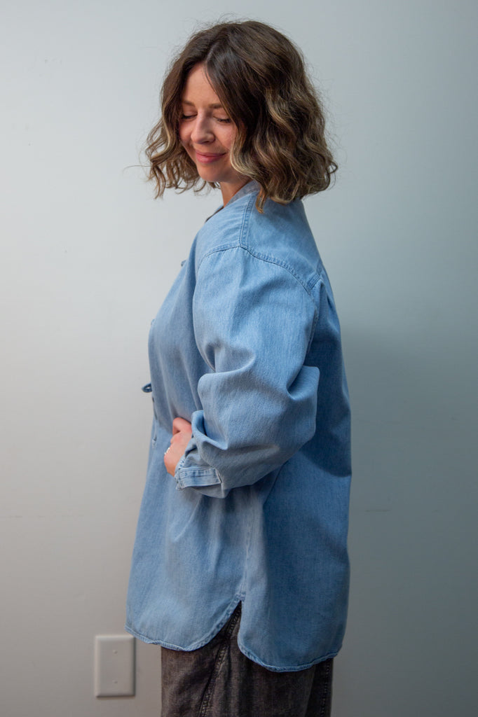 Denim Top with Knotted Buttons