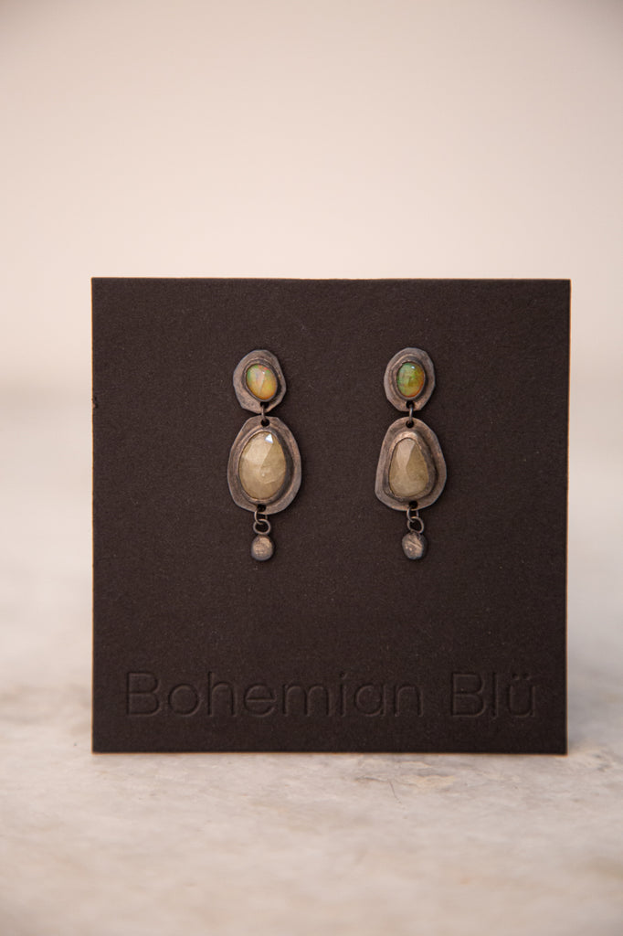 Bohemian Blu | Opal & Sapphire Earrings