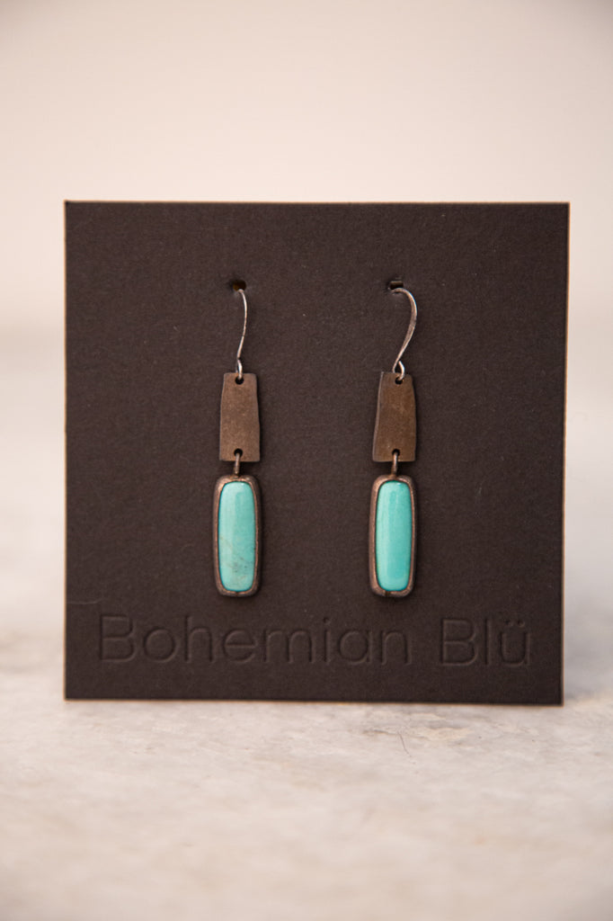Bohemian Blu | Turquoise Rectangle Drop Earrings