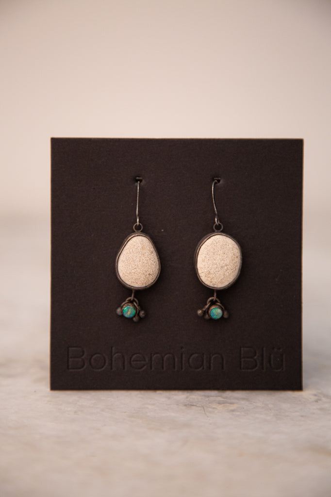 Bohemian Blu | Opal With Stone Earrings