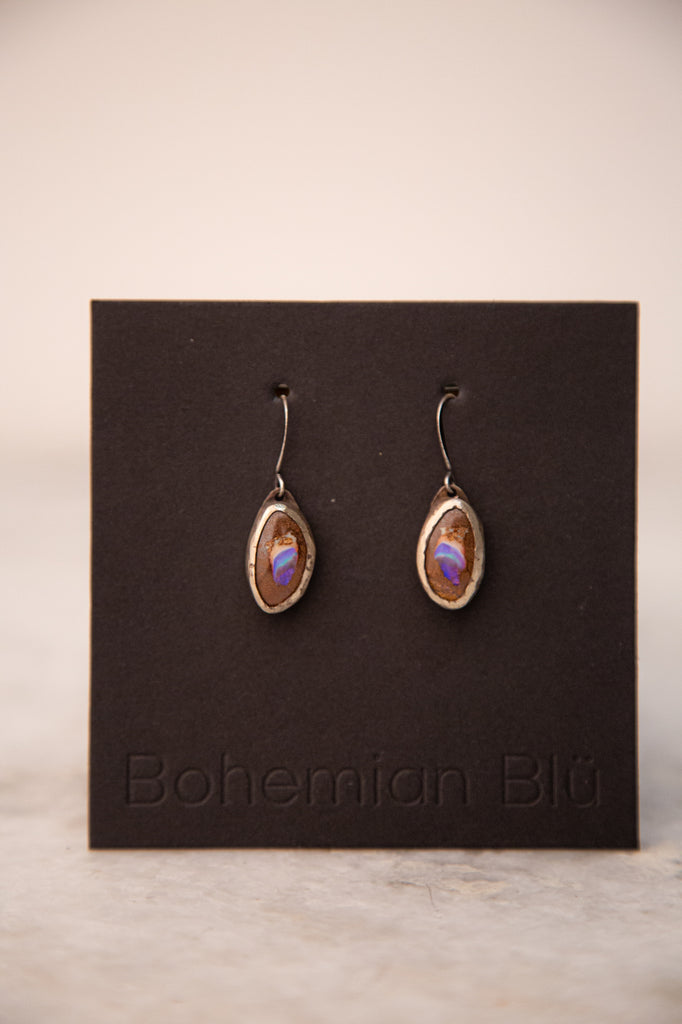 Bohemian Blu | Oval Opal Earrings
