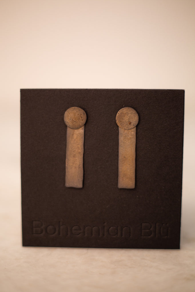 Bohemian Blu | Large Circle with Rectangle Earrings