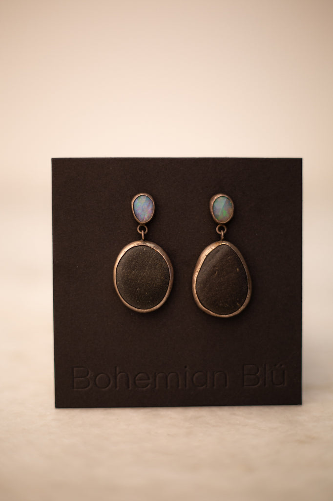 Bohemian Blu | Opal Blackstone Earrings