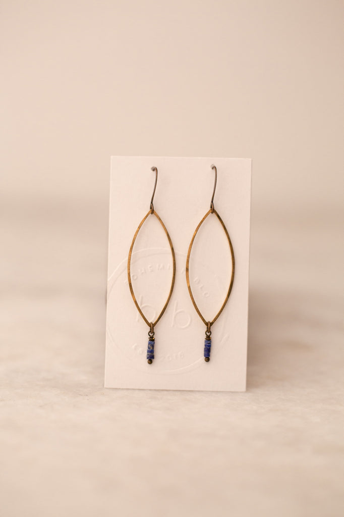 Bohemian Blu | Long Lapis Oval Earrings