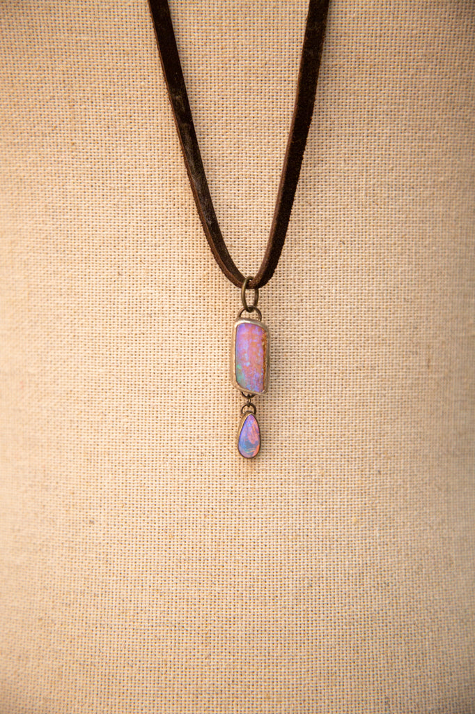 Bohemian Blu | Opal Leather Necklace