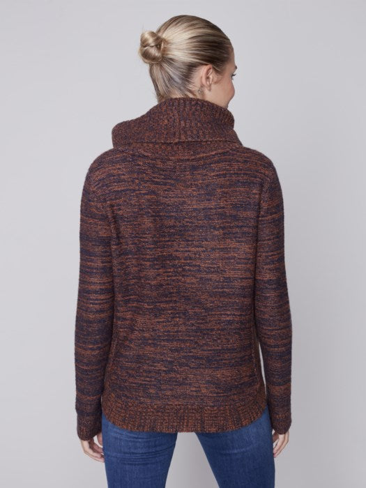 Charlie B | Two-Toned Cable Knit Cowl Neck Sweater