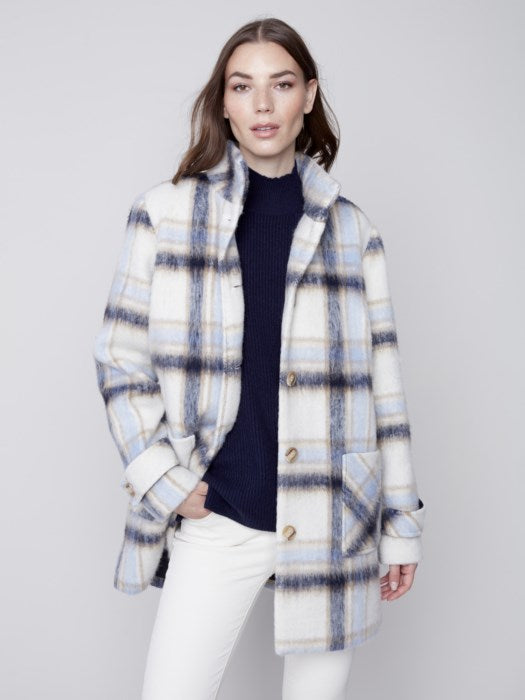 Charlie B | Brushed Faux Wool Plaid Coat