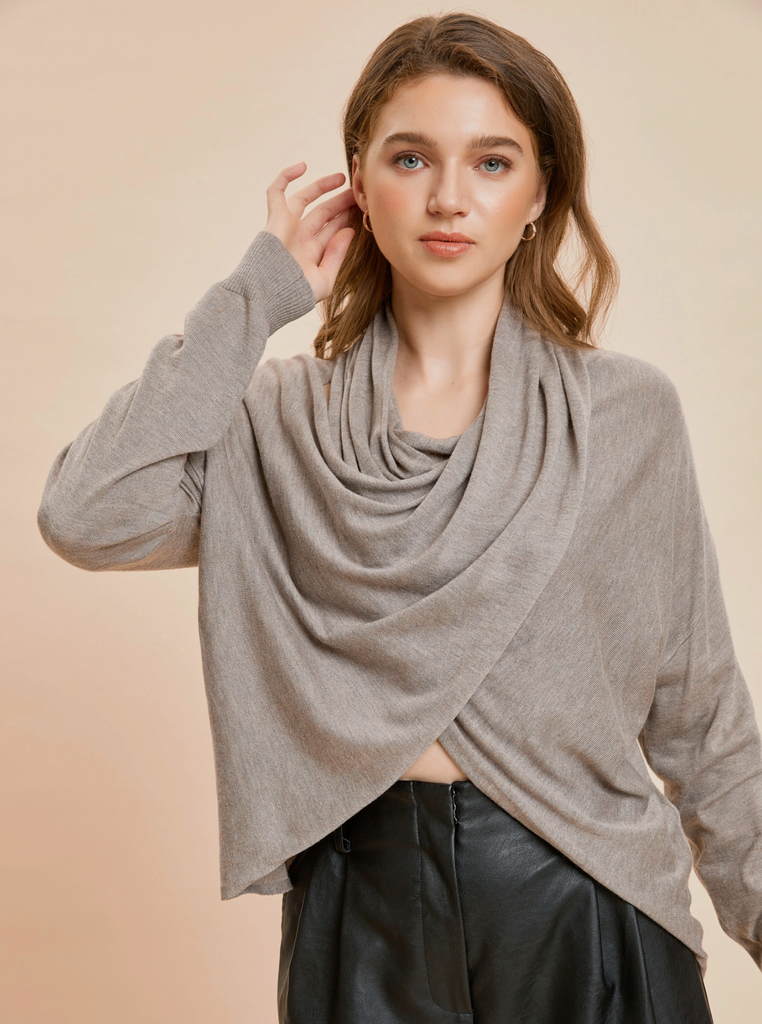 Crossover Cowl Sweater - Ash