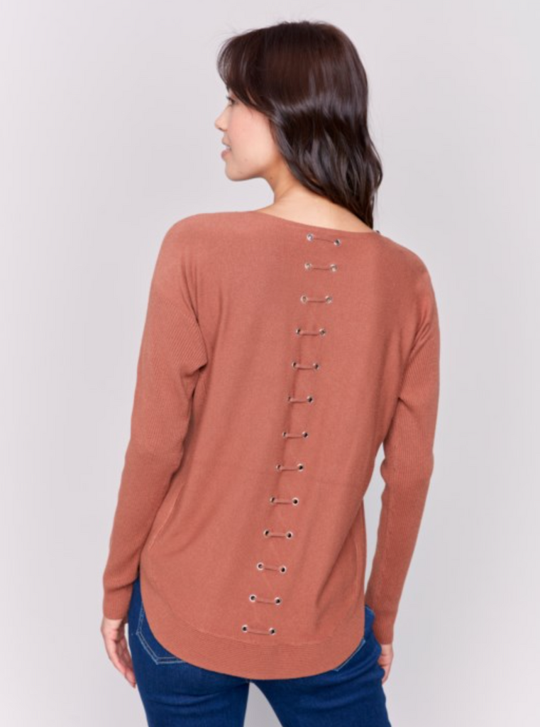 Back Lace Up Sweater
