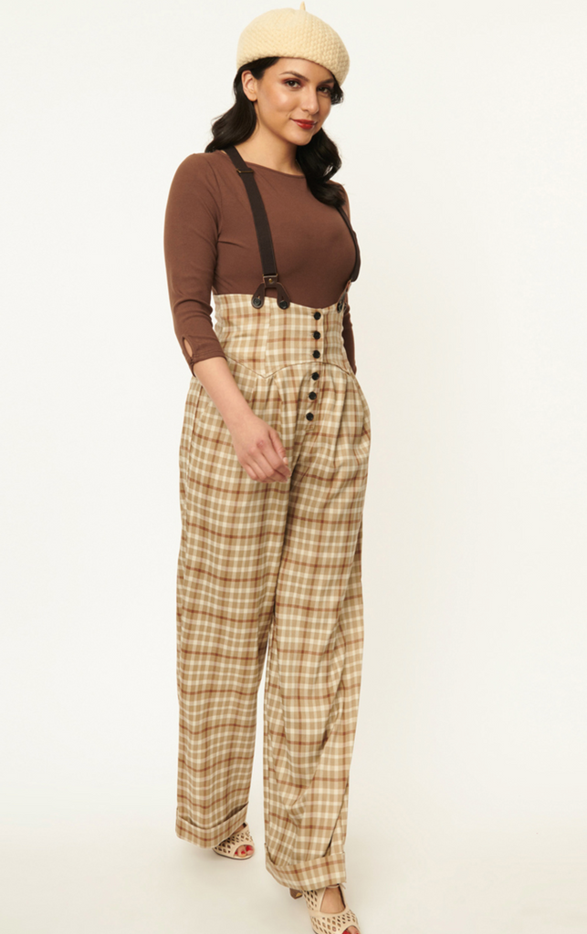 Thelma Suspender Pants - Brown